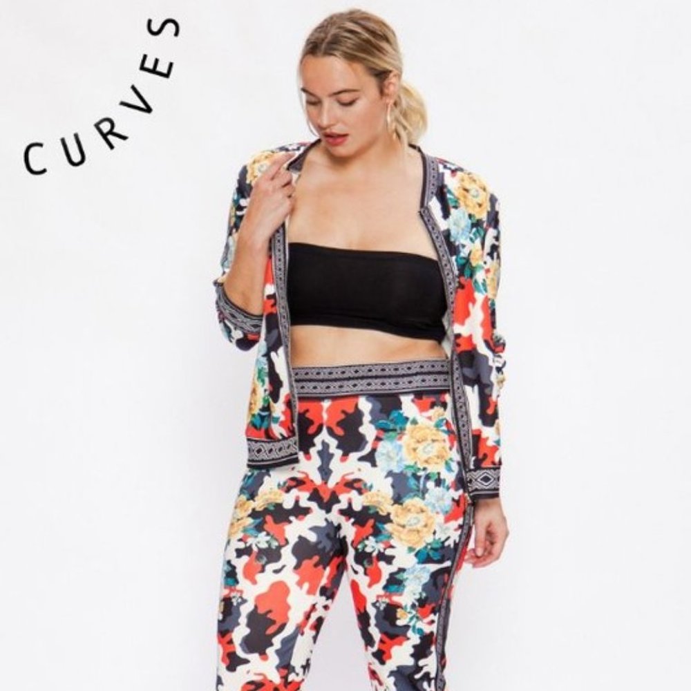 Floral camo mix print tracksuit